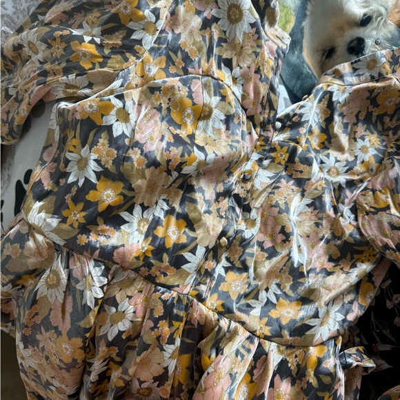 Vici Yellow and Black Floral Long Sleeve Dress - Picture 5 of 7